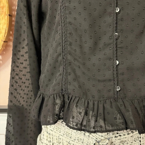 Zara Mesh Dotted Long Sleeved  Top Women Size XS - Picture 10 of 15